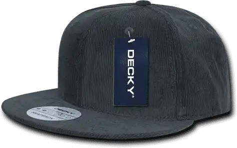 Decky 1076 Corduroy Snapback Cap - Charcoal - Dark Gray / one Size Fits Most