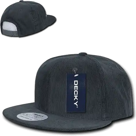 Decky 1076 Corduroy Snapback Cap - Charcoal - Dark Gray / one Size Fits Most