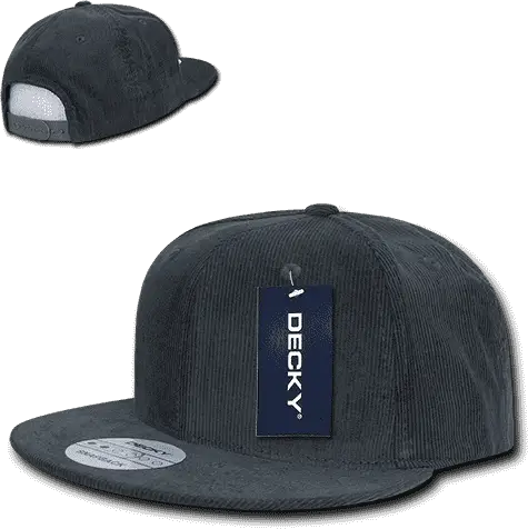Decky 1076 Corduroy Snapback Cap - Charcoal