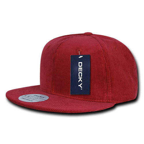 Decky 1076 Corduroy Snapback Cap - Red