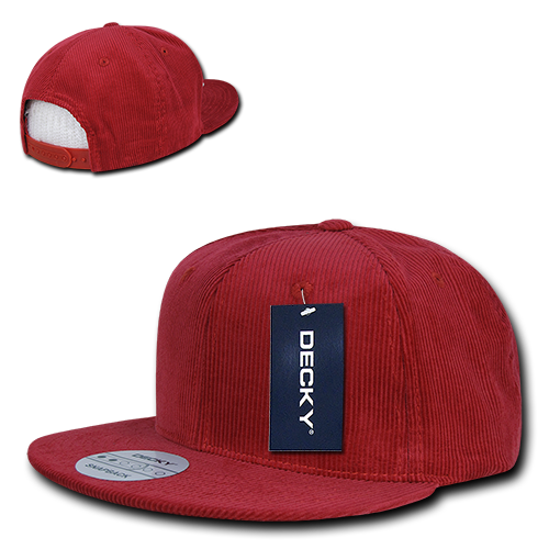 Decky 1076 Corduroy Snapback Cap - Red