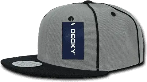 Decky 1078 Piped Crown Snapback Cap - Black