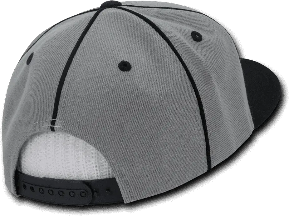 Decky 1078 Piped Crown Snapback Cap - Black