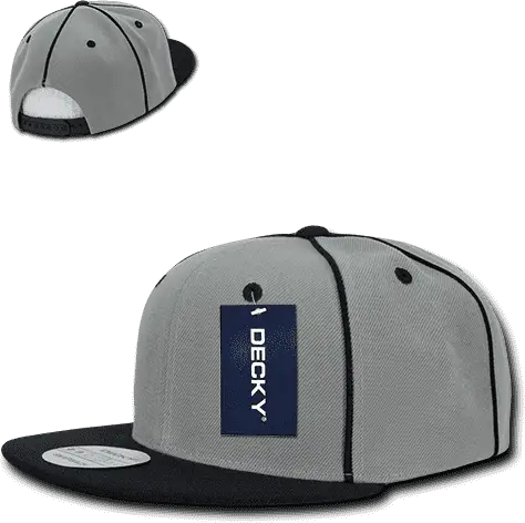 Decky 1078 Piped Crown Snapback Cap - Black