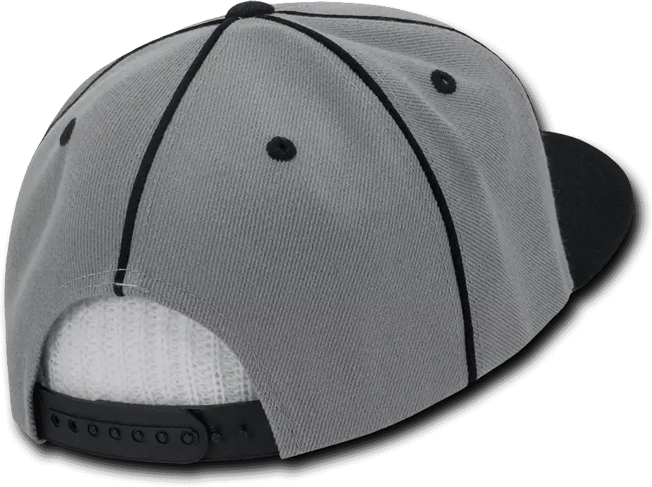 Decky 1078 Piped Crown Snapback Cap Black / one Size Fits Most