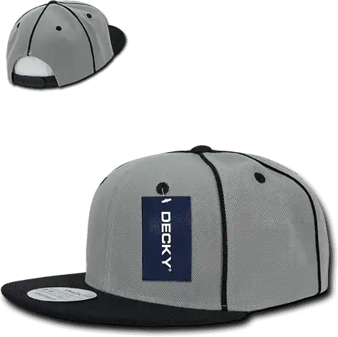 Decky 1078 Piped Crown Snapback Cap Black / one Size Fits Most