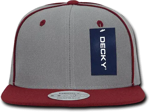 Decky 1078 Piped Crown Snapback Cap - Cardinal