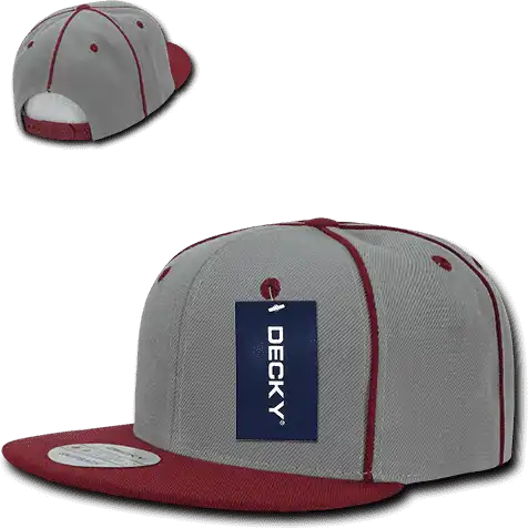 Decky 1078 Piped Crown Snapback Cap - Cardinal - one Size Fits Most
