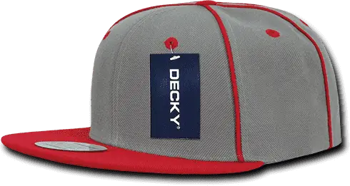 Decky 1078 Piped Crown Snapback Cap - Red