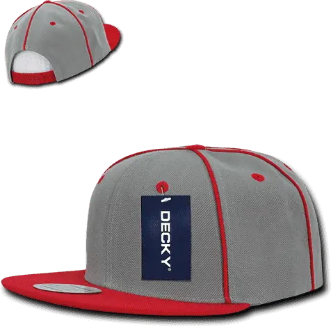 Decky 1078 Piped Crown Snapback Cap - Red