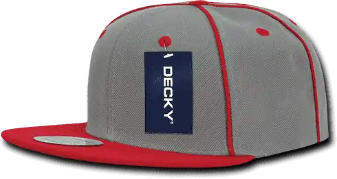 Decky 1078 Piped Crown Snapback Cap - Red - one Size Fits Most