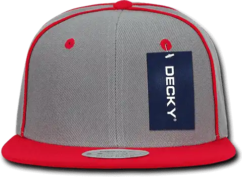 Decky 1078 Piped Crown Snapback Cap - Red - one Size Fits Most
