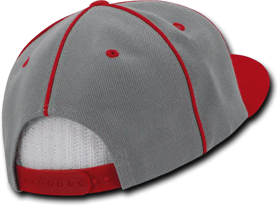 Decky 1078 Piped Crown Snapback Cap - Red - one Size Fits Most