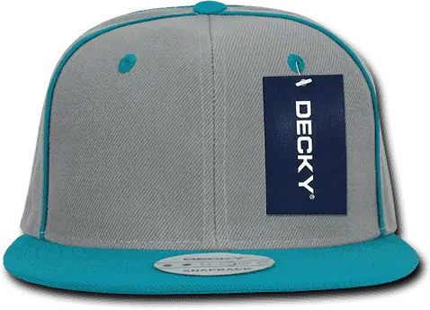 Decky 1078 Piped Crown Snapback Cap - Teal