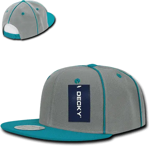 Decky 1078 Piped Crown Snapback Cap - Teal