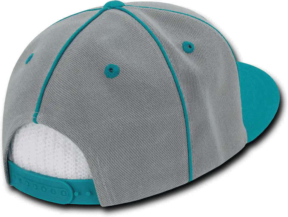 Decky 1078 Piped Crown Snapback Cap - Teal - one Size Fits Most