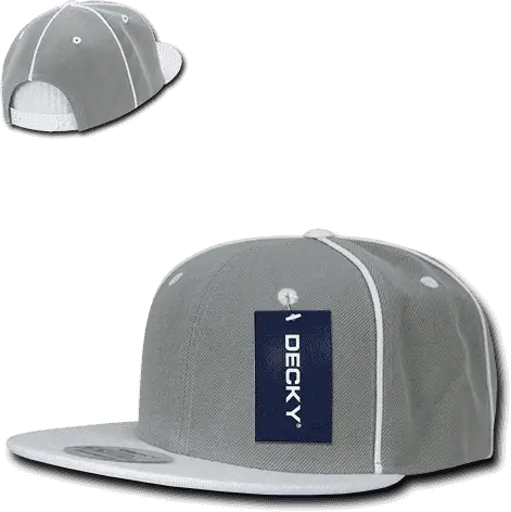 Decky 1078 Piped Crown Snapback Cap - White