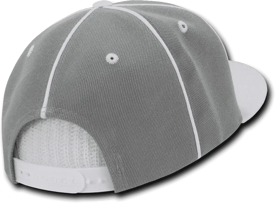 Decky 1078 Piped Crown Snapback Cap - White