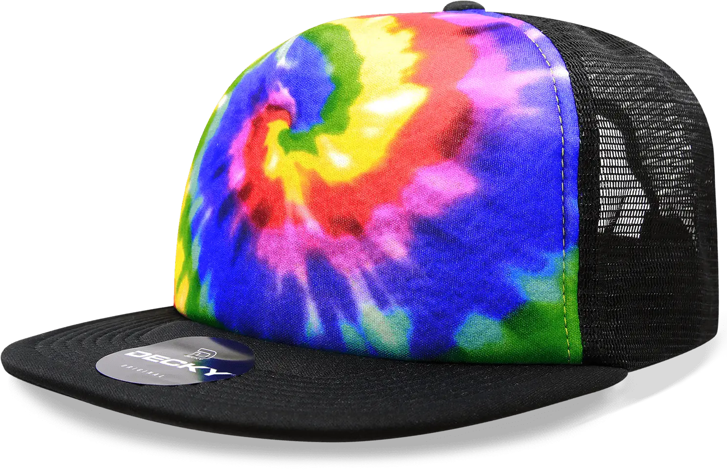 Decky 1079 Tie Dye Print Trucker Cap - Rainbow - Multi-colored / one Size Fits Most