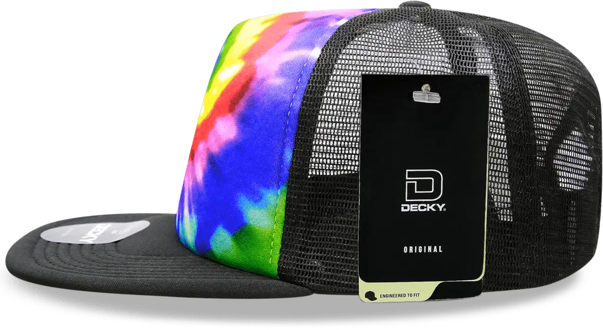 Decky 1079 Tie Dye Print Trucker Cap - Rainbow