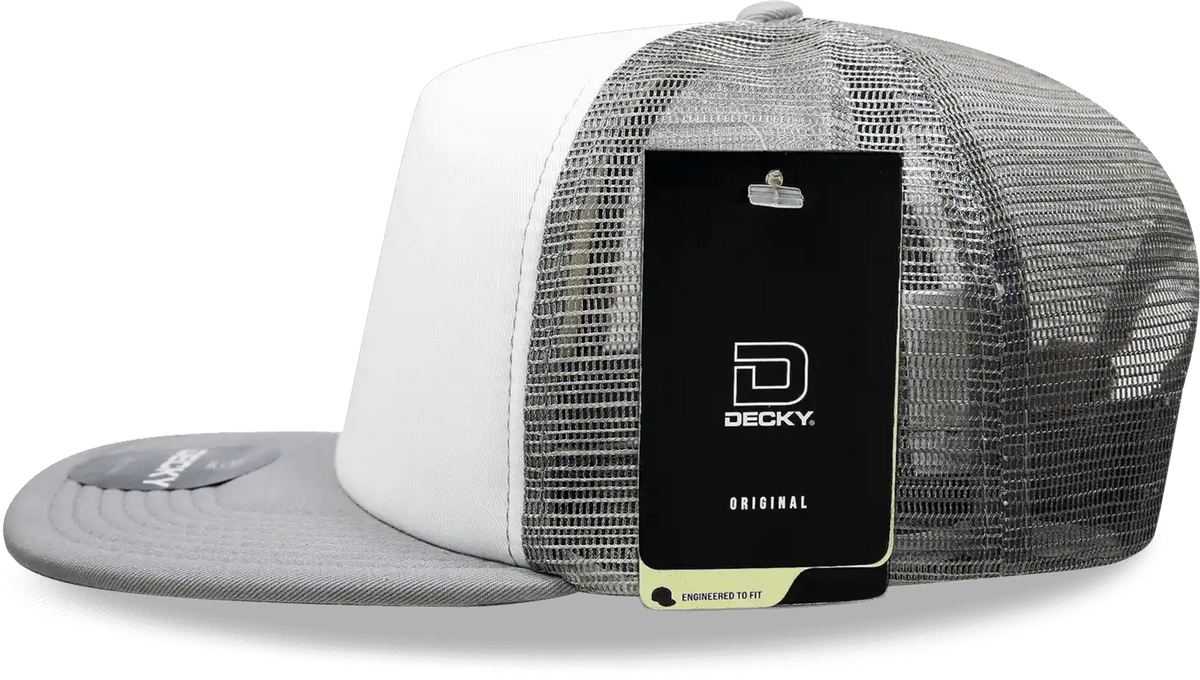 Decky 1080 Heavy Duty Foam Trucker Cap - White Gray - one Size Fits Most