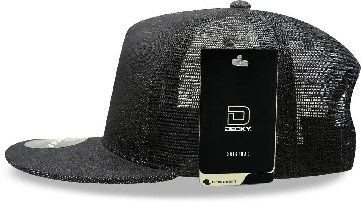 Decky 1082 5 Panel Denim Trucker Hat Black / one Size Fits Most