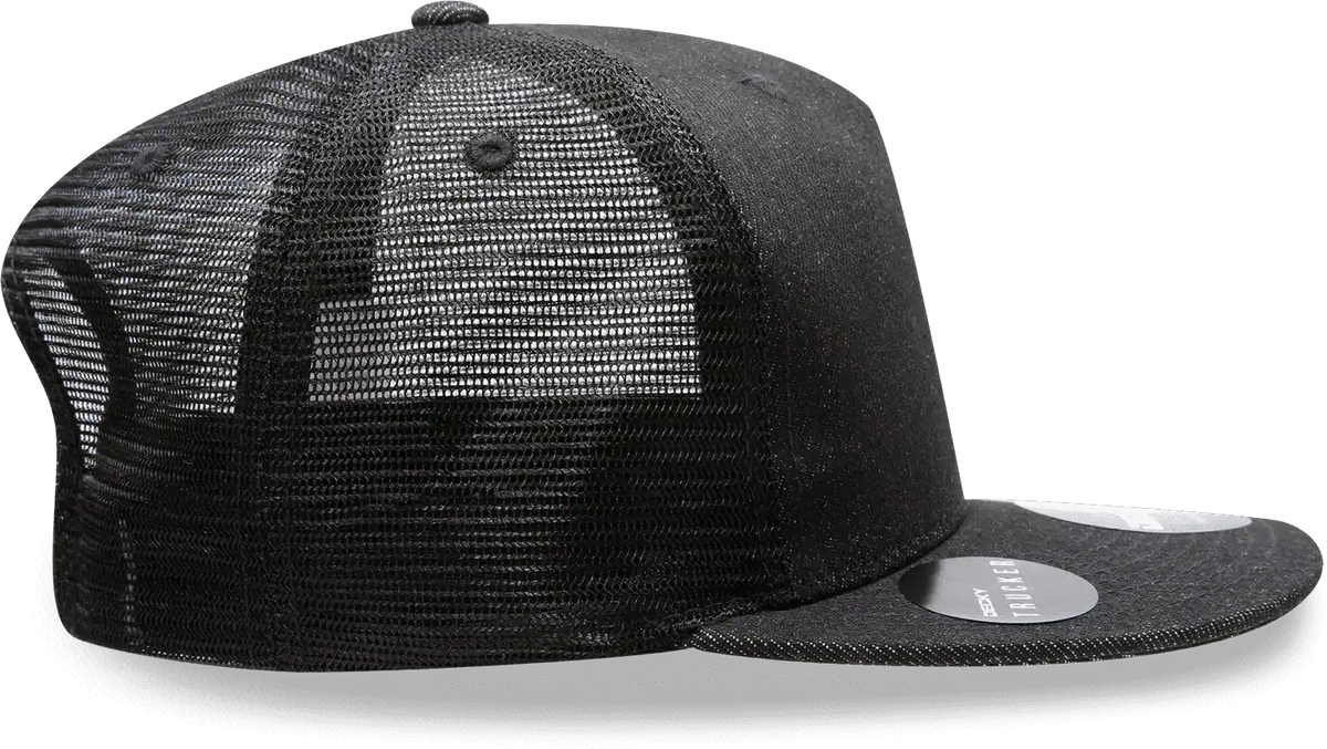 Decky 1082 5 Panel Denim Trucker Hat Black / one Size Fits Most