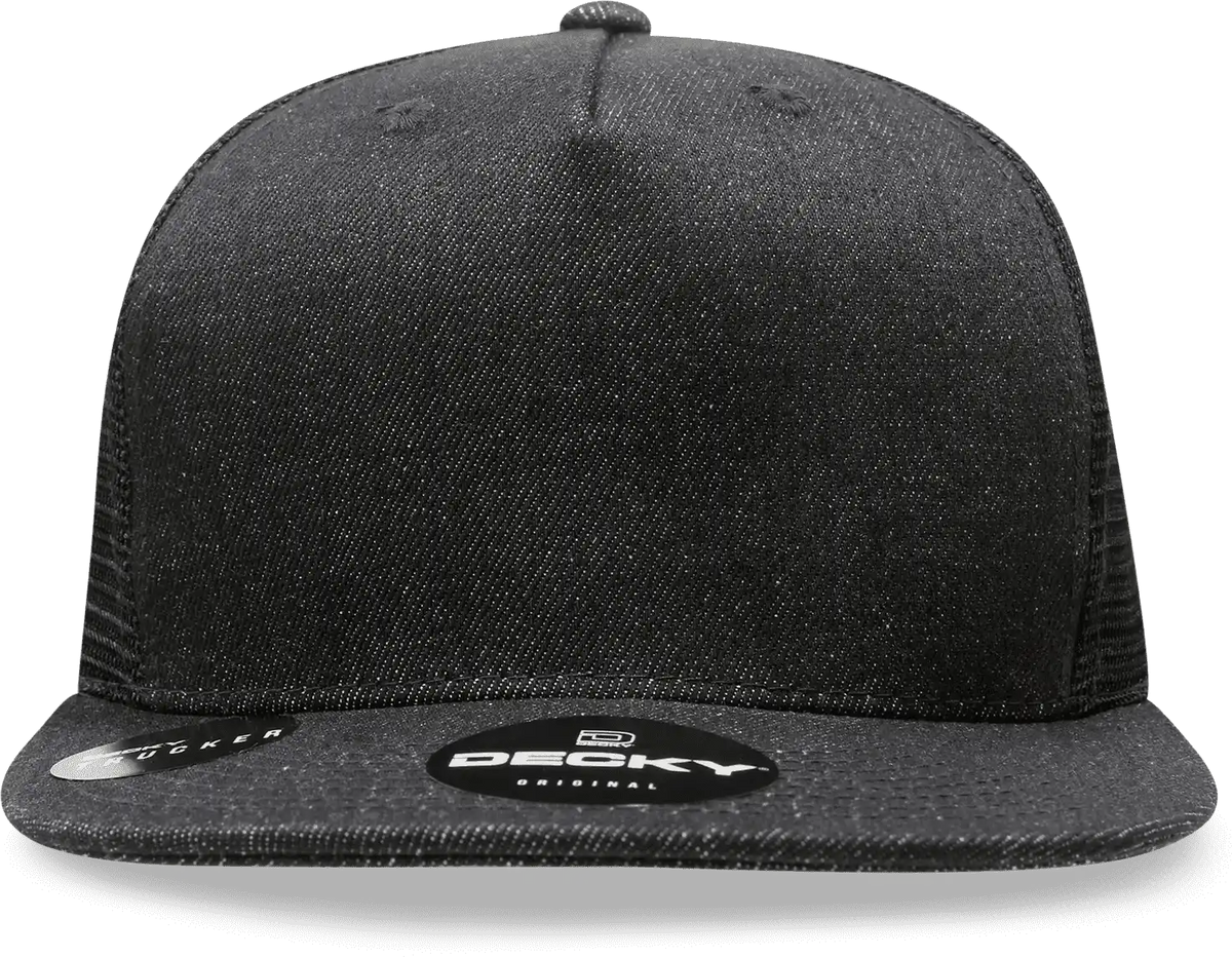 Decky 1082 5 Panel Denim Trucker Hat Black / one Size Fits Most