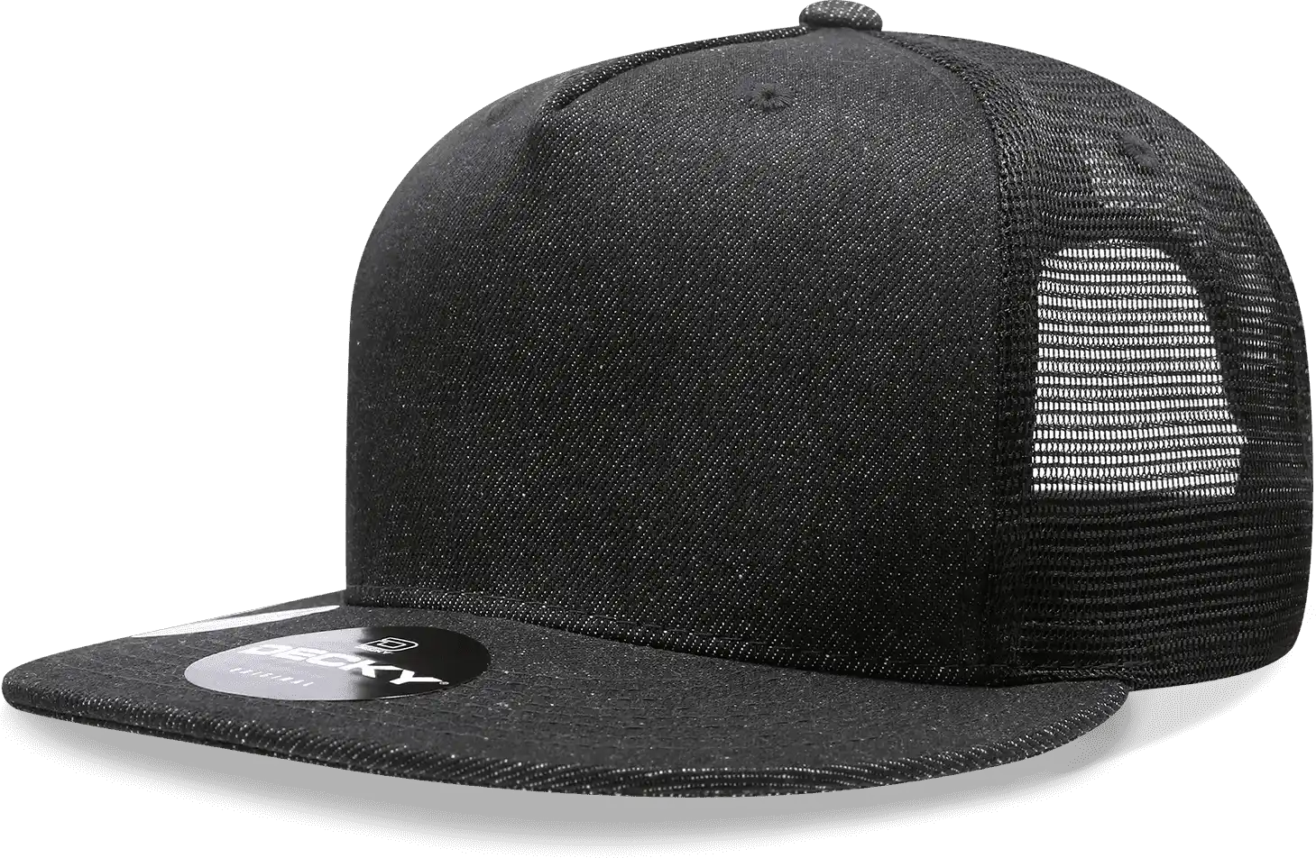 Decky 1082 5 Panel Denim Trucker Hat - Black - one Size Fits Most