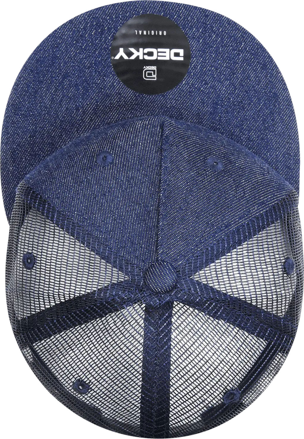 Decky 1082 5 Panel Denim Trucker Hat - Navy