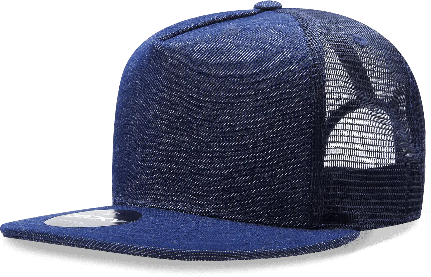 Decky 1082 5 Panel Denim Trucker Hat - Navy
