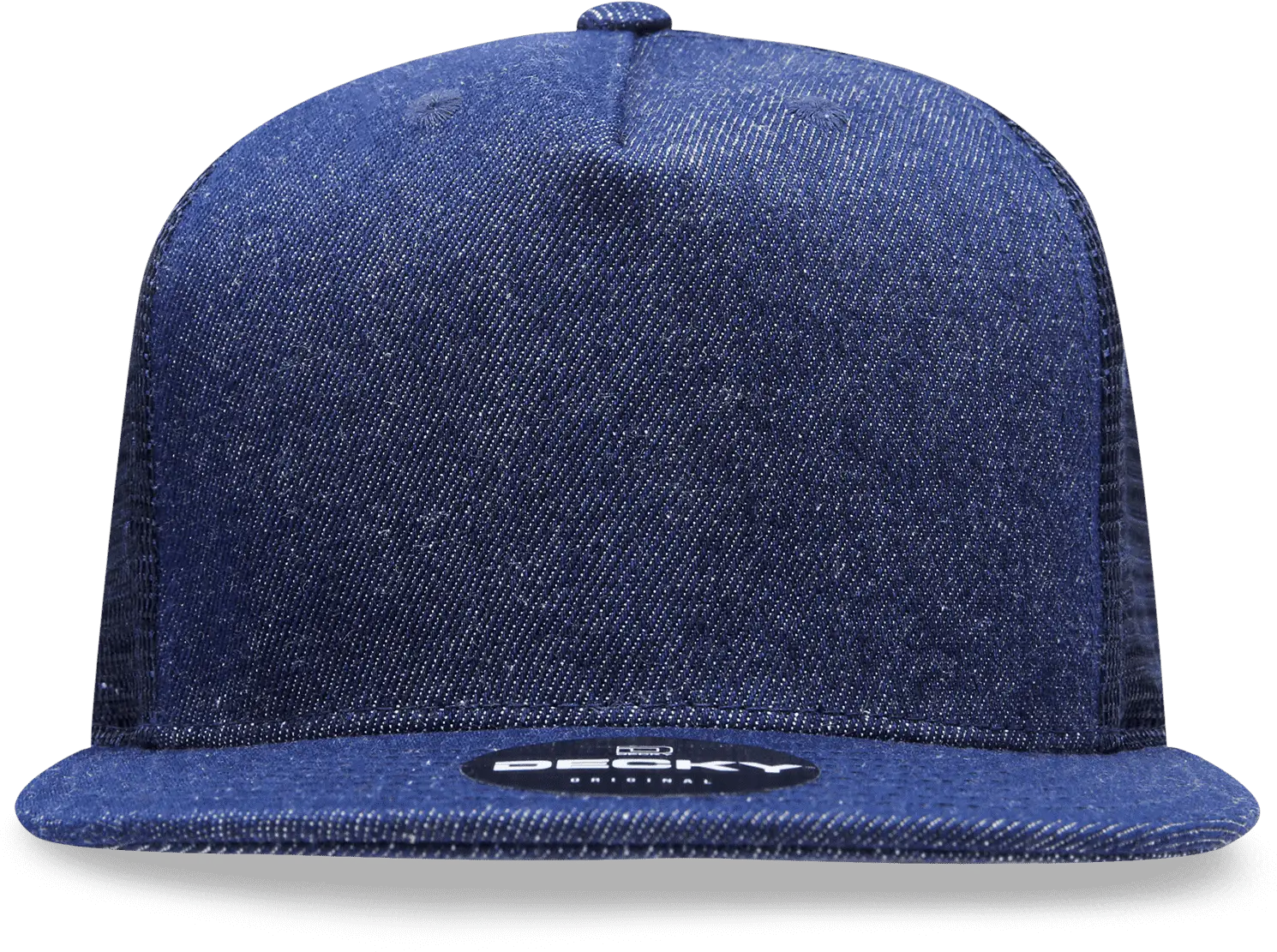 Decky 1082 5 Panel Denim Trucker Hat - Navy