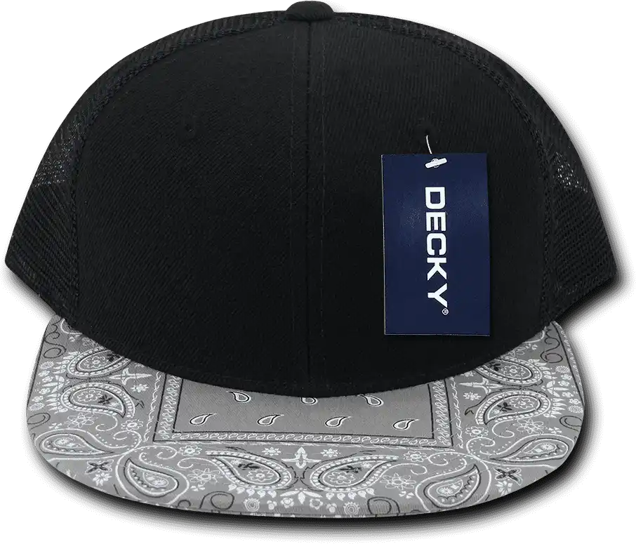 Decky 1083 Bandanna Trucker Cap - Black Gray - one Size Fits Most