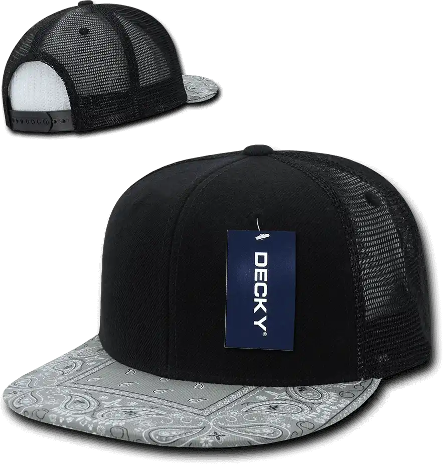 Decky 1083 Bandanna Trucker Cap - Black Gray - one Size Fits Most