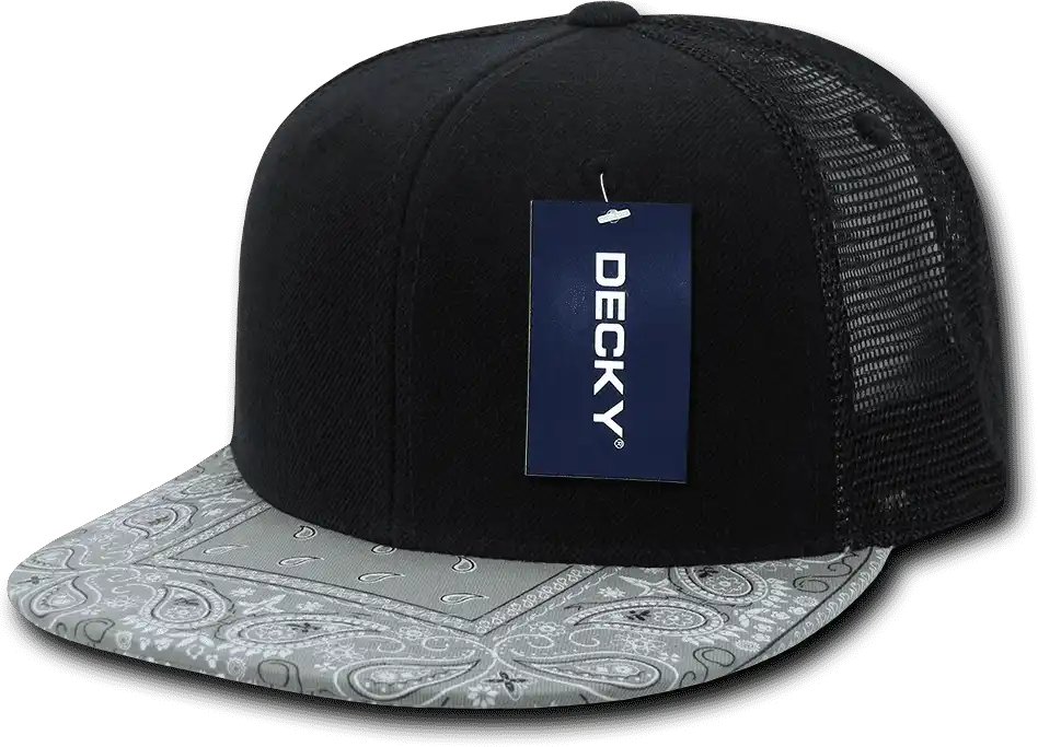 Decky 1083 Bandanna Trucker Cap - Black Gray - one Size Fits Most