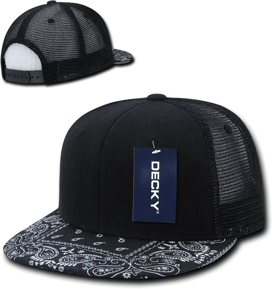 Decky 1083 Bandanna Trucker Cap - Black Navy - one Size Fits Most