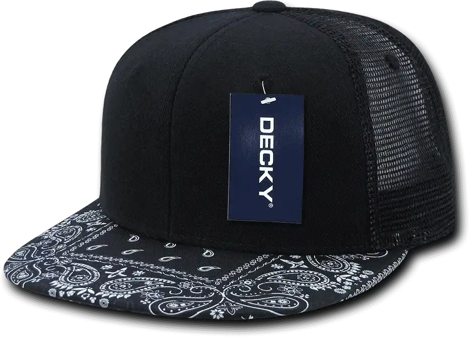 Decky 1083 Bandanna Trucker Cap - Black Navy - one Size Fits Most