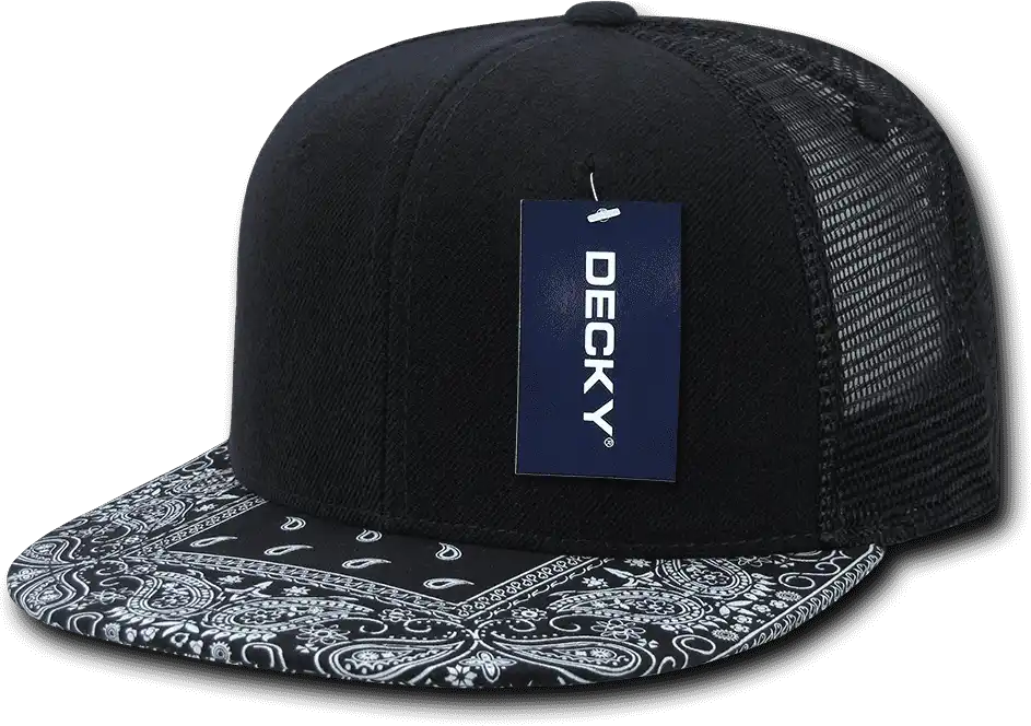 Decky 1083 Bandanna Trucker Cap - Black - one Size Fits Most