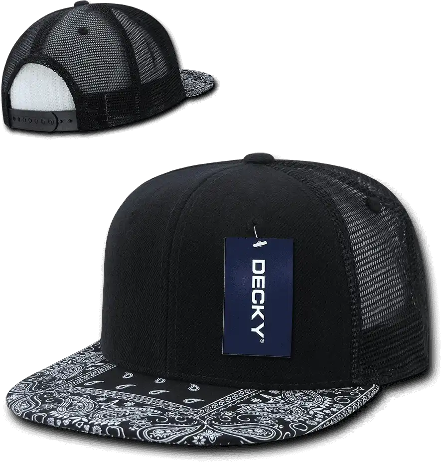 Decky 1083 Bandanna Trucker Cap - Black - one Size Fits Most