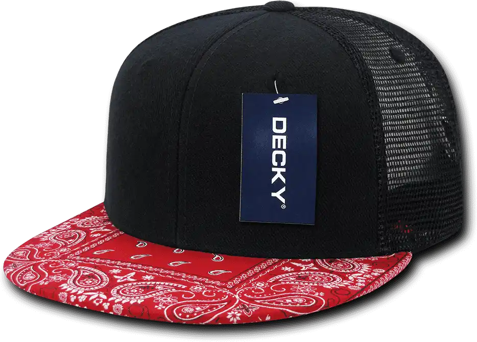 Decky 1083 Bandanna Trucker Cap - Black Red - one Size Fits Most