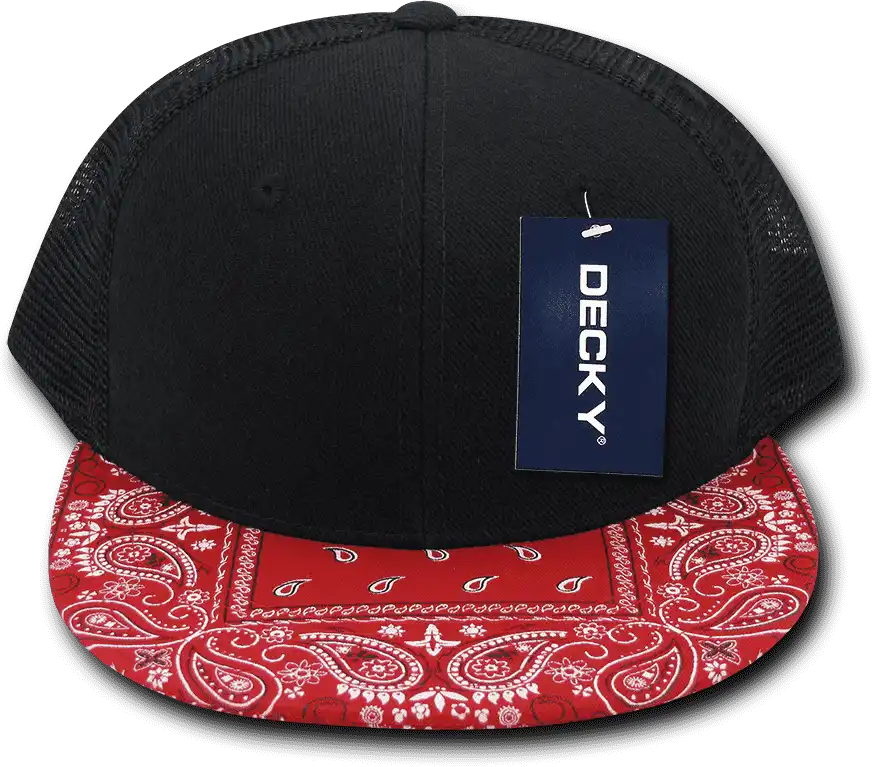 Decky 1083 Bandanna Trucker Cap Black Red / one Size Fits Most