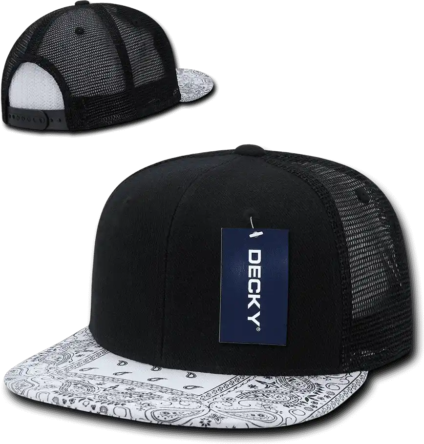 Decky 1083 Bandanna Trucker Cap Black White / one Size Fits Most
