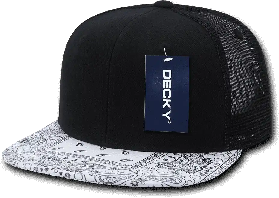 Decky 1083 Bandanna Trucker Cap Black White / one Size Fits Most