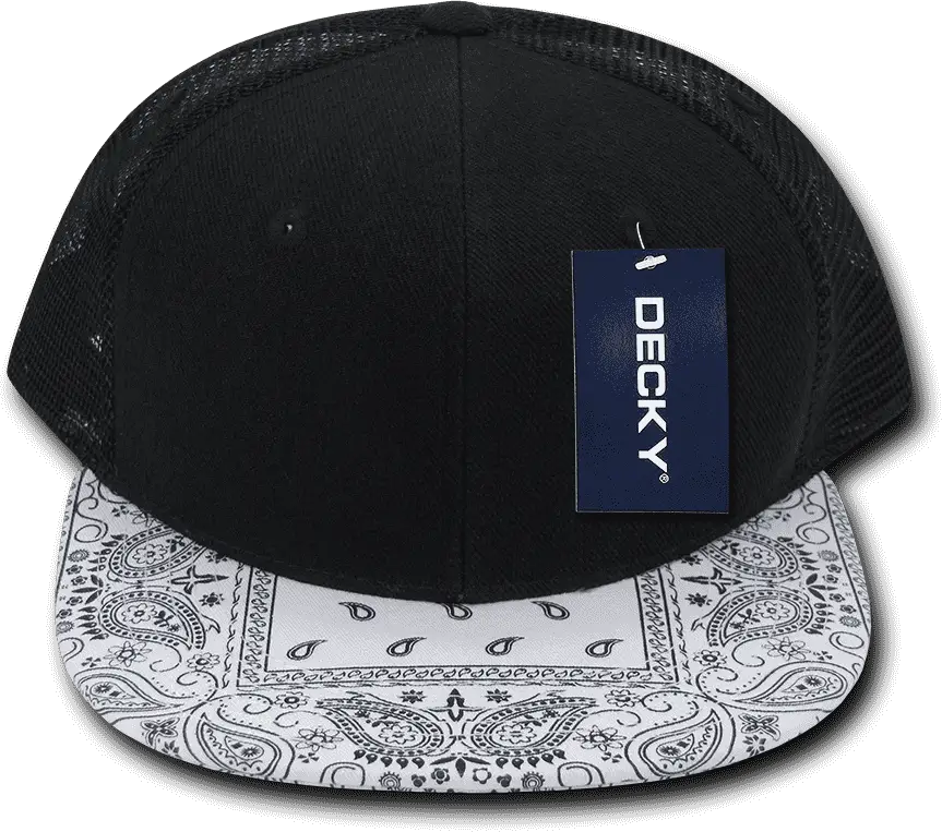 Decky 1083 Bandanna Trucker Cap - Black White - one Size Fits Most