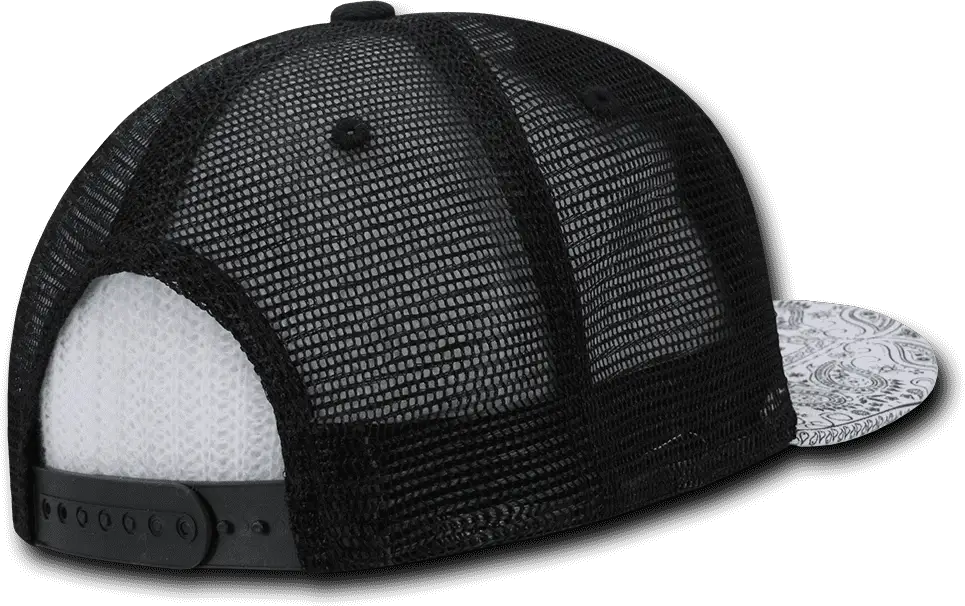 Decky 1083 Bandanna Trucker Cap - Black White - one Size Fits Most