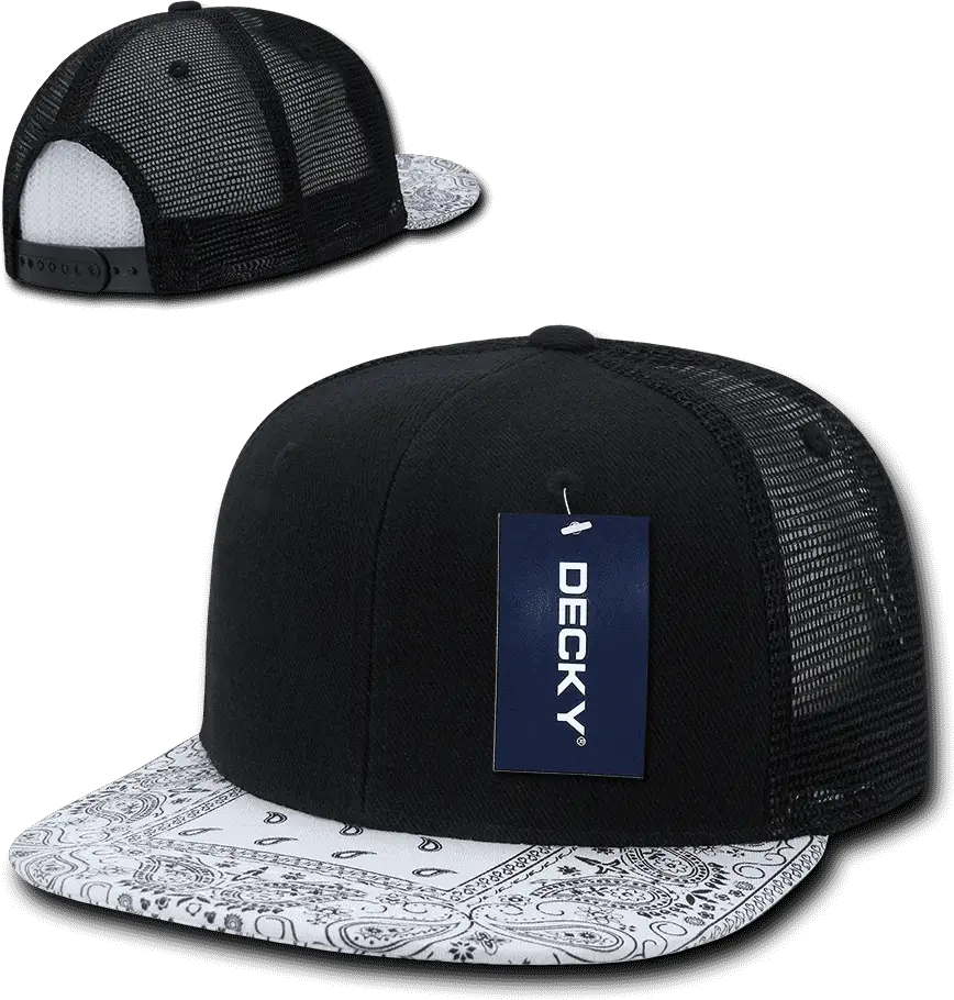 Decky 1083 Bandanna Trucker Cap - Black White - one Size Fits Most