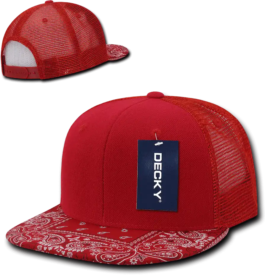Decky 1083 Bandanna Trucker Cap - Red - one Size Fits Most