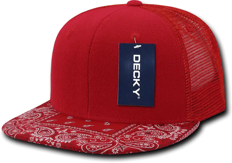 Decky 1083 Bandanna Trucker Cap - Red - one Size Fits Most