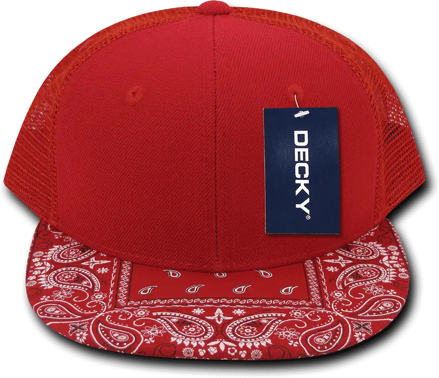 Decky 1083 Bandanna Trucker Cap - Red - one Size Fits Most