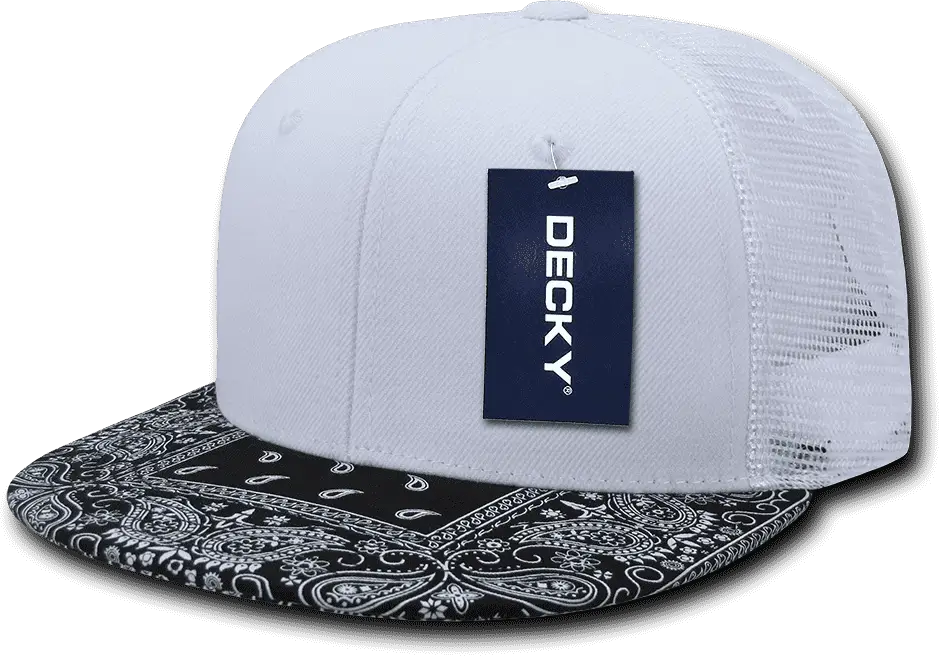 Decky 1083 Bandanna Trucker Cap - White Black - one Size Fits Most
